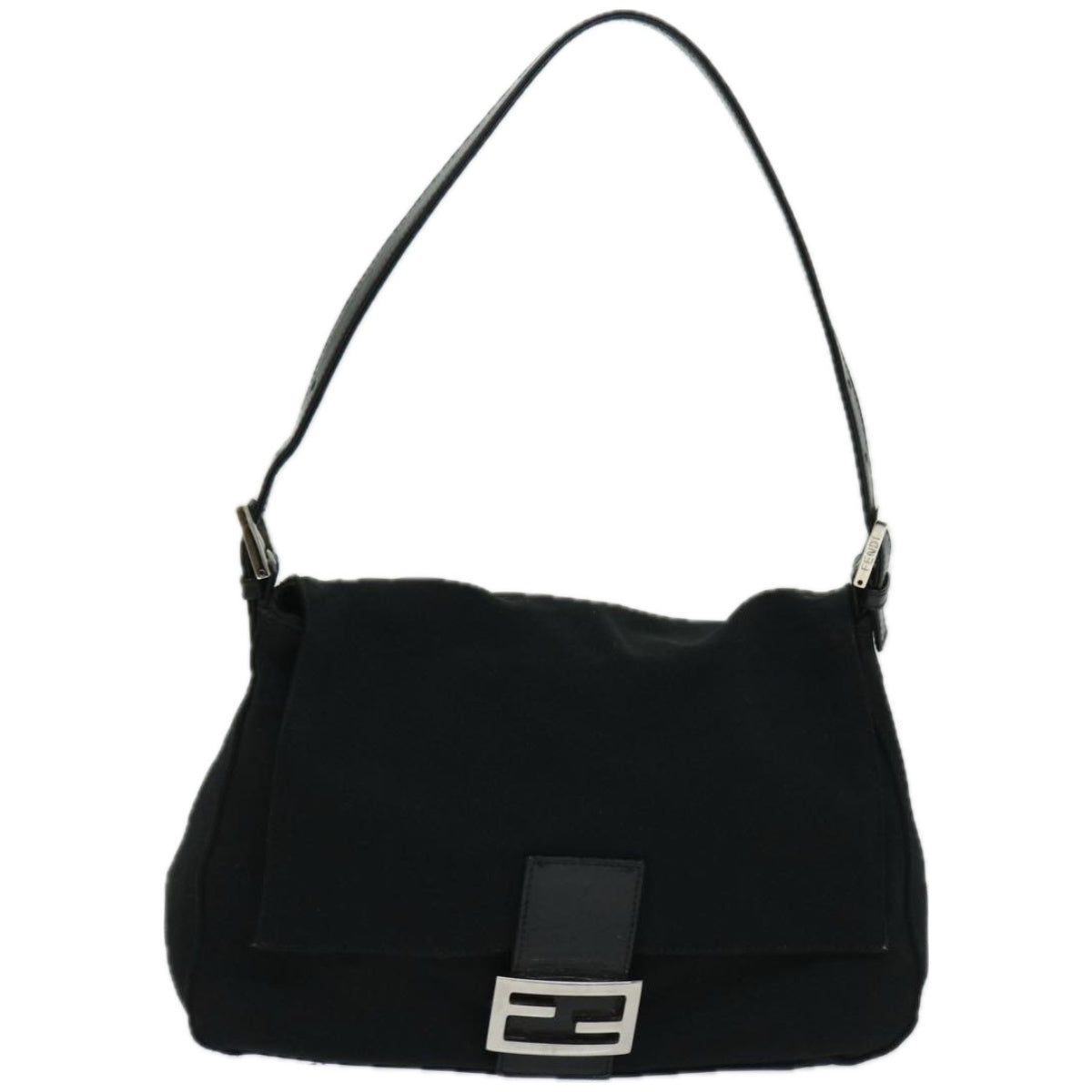 FENDI Mamma Baguette Shoulder Bag Nylon Black Auth yk10749