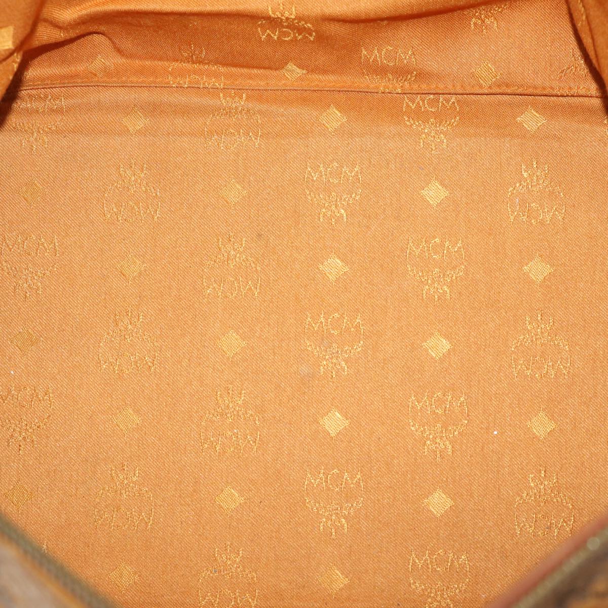MCM Vicetos Logogram Boston Bag PVC Leather Brown Auth yk10751