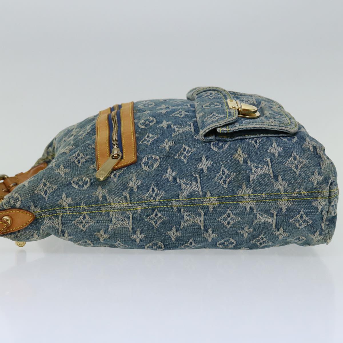 LOUIS VUITTON Monogram Denim Buggy GM Shoulder Bag Blue M95048 LV Auth yk10754