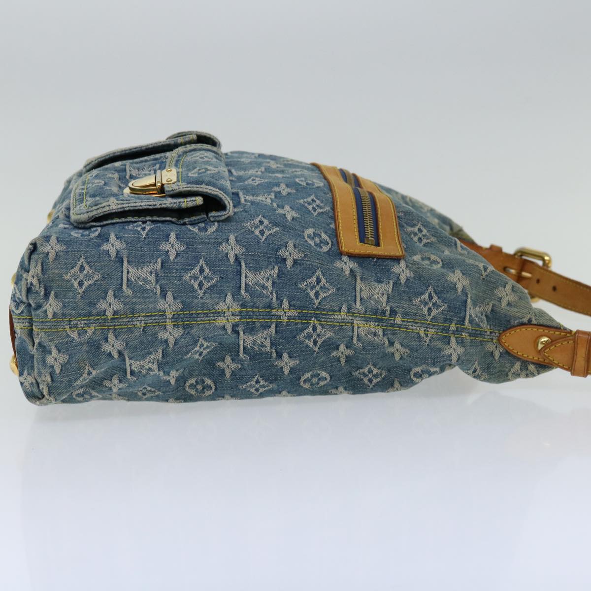 LOUIS VUITTON Monogram Denim Buggy GM Shoulder Bag Blue M95048 LV Auth yk10754