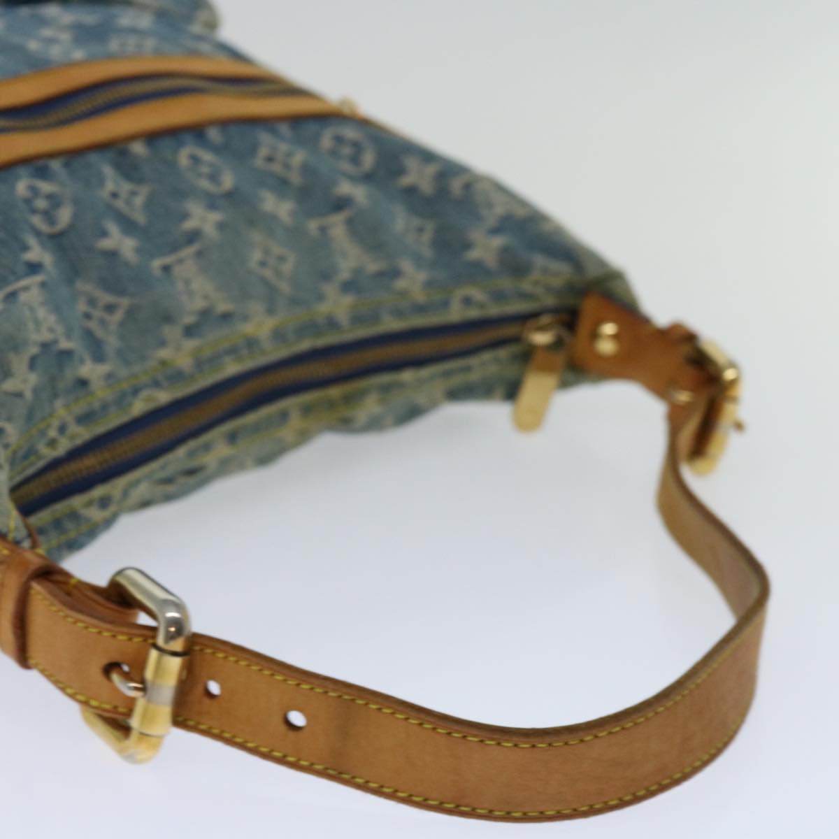 LOUIS VUITTON Monogram Denim Buggy GM Shoulder Bag Blue M95048 LV Auth yk10754