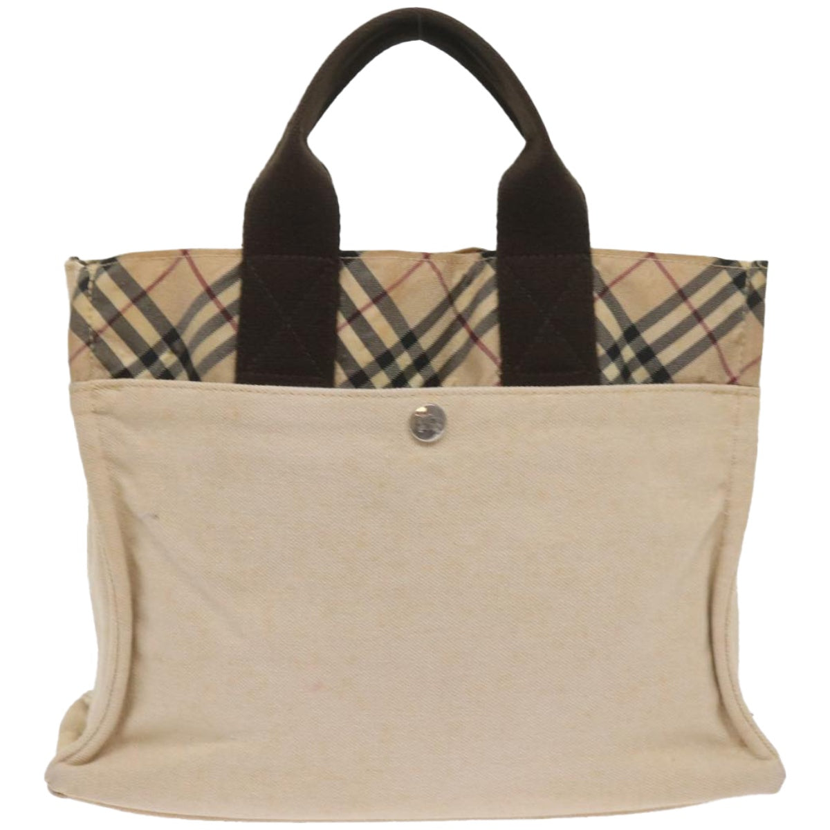 BURBERRY Nova Check Blue Label Hand Bag Canvas Beige Auth yk10800 - 0