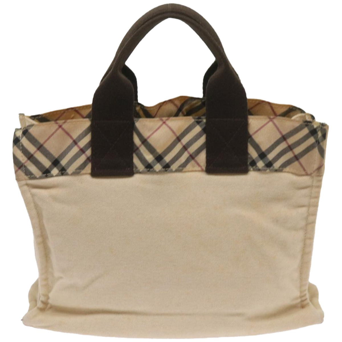 BURBERRY Nova Check Blue Label Hand Bag Canvas Beige Auth yk10800