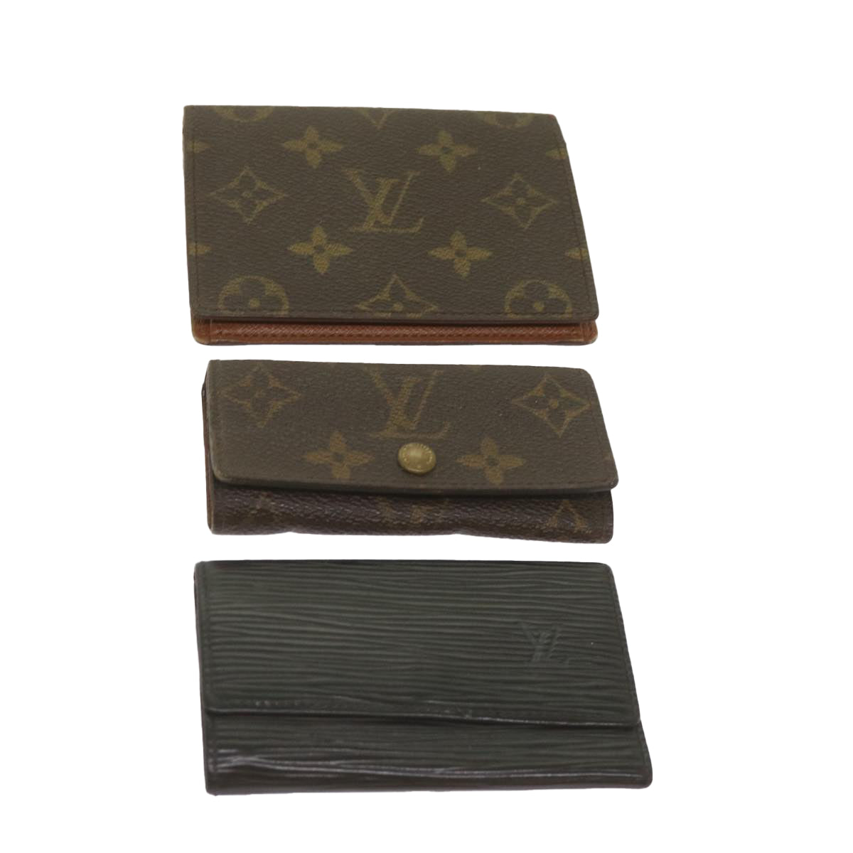 LOUIS VUITTON Monogram Epi Key Case Card Case 3Set Black LV Auth yk10803