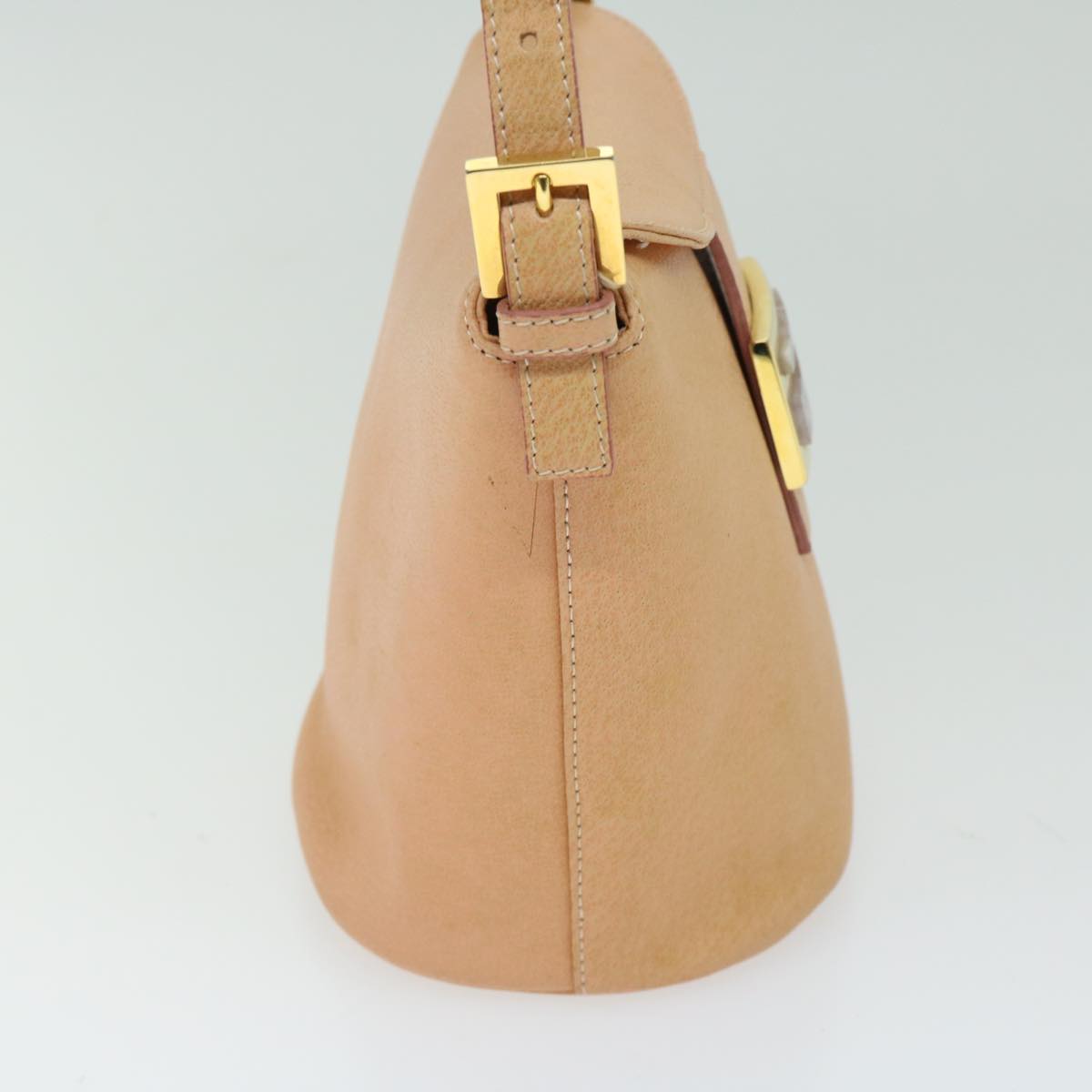 FENDI Mamma Baguette Shoulder Bag Leather Orange Auth yk10805