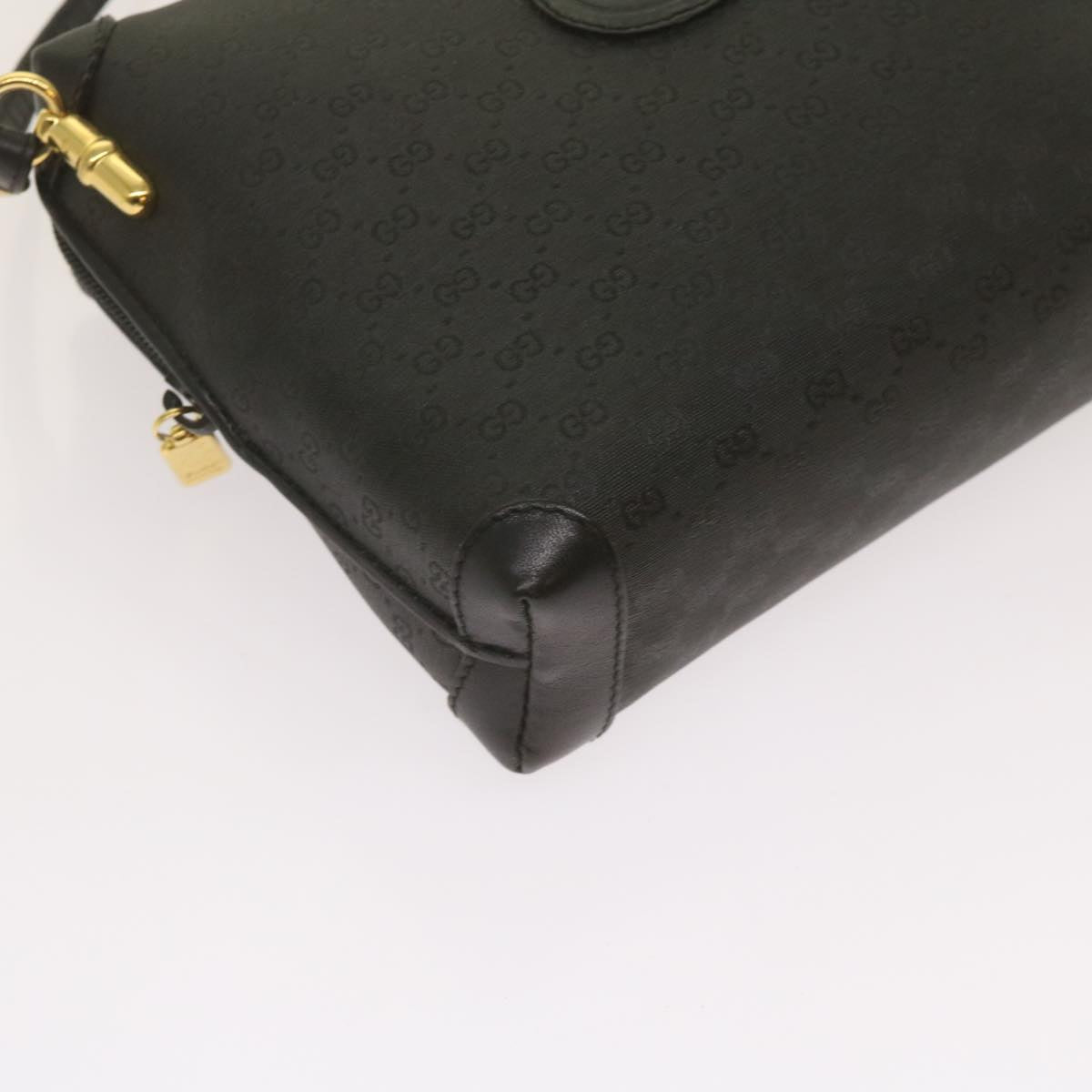 GUCCI Micro GG Canvas Shoulder Bag PVC Leather Black 007 115 4916 Auth yk10834