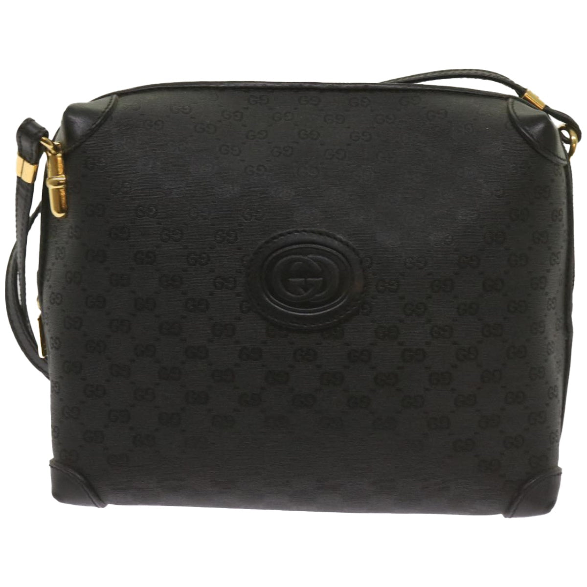 GUCCI Micro GG Canvas Shoulder Bag PVC Leather Black 007 115 4916 Auth yk10834