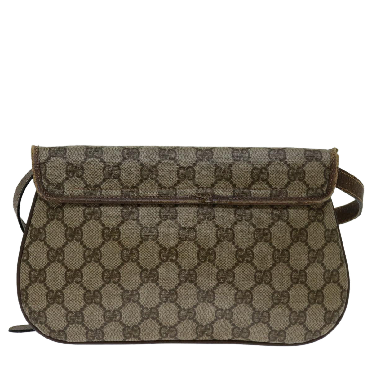 GUCCI GG Canvas Web Sherry Line Shoulder Bag PVC Beige Auth yk10844 - 0