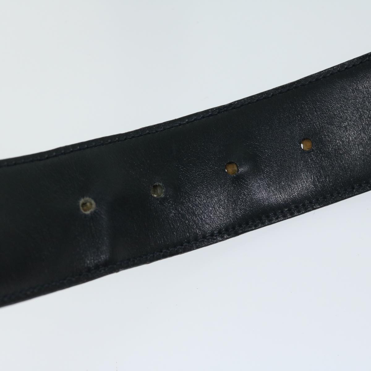 GUCCI Interlocking Belt Leather 31.5"" Navy 037 01 33 1510 Auth yk10850