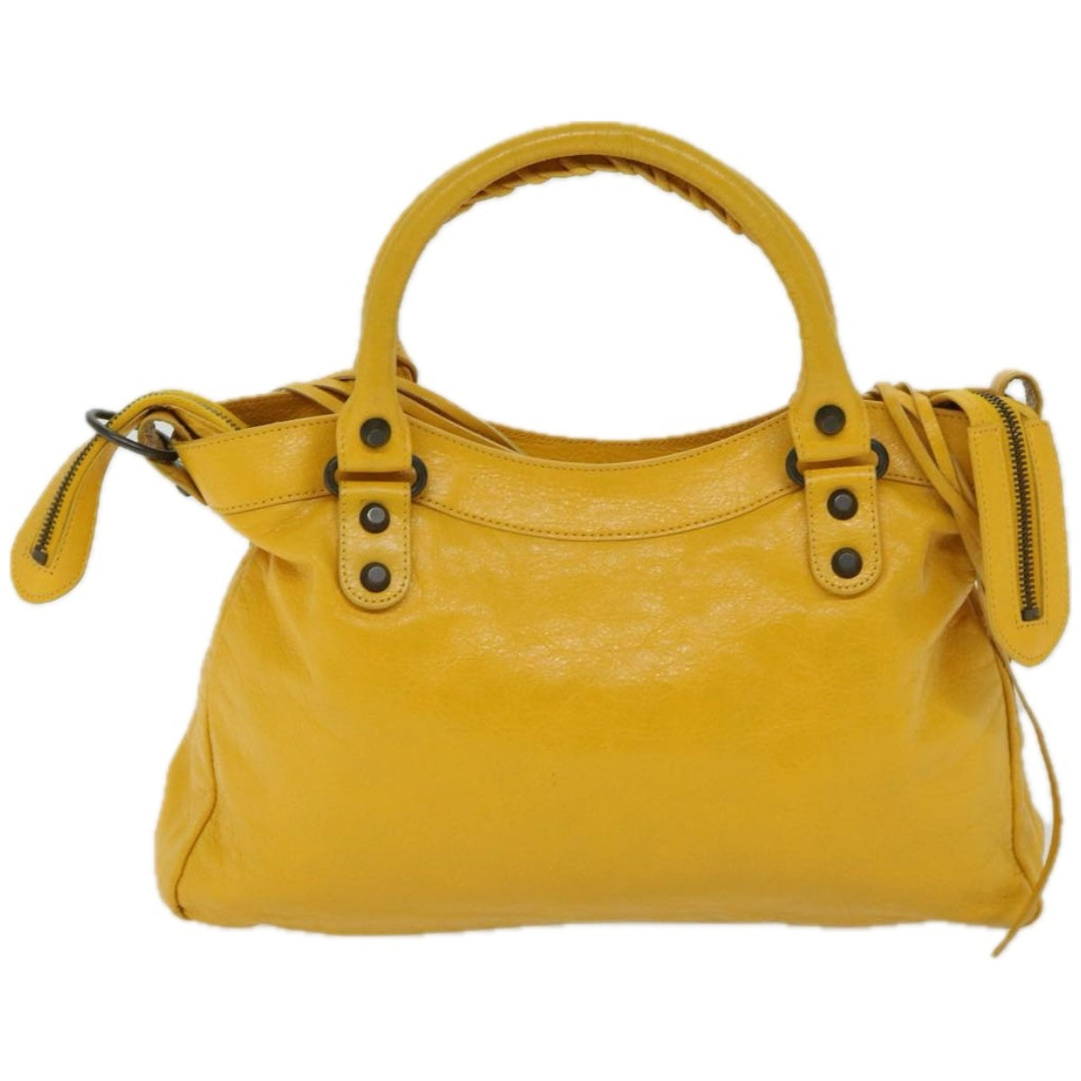 BALENCIAGA The Town Hand Bag Leather Yellow 240579 Auth yk10881 - 0