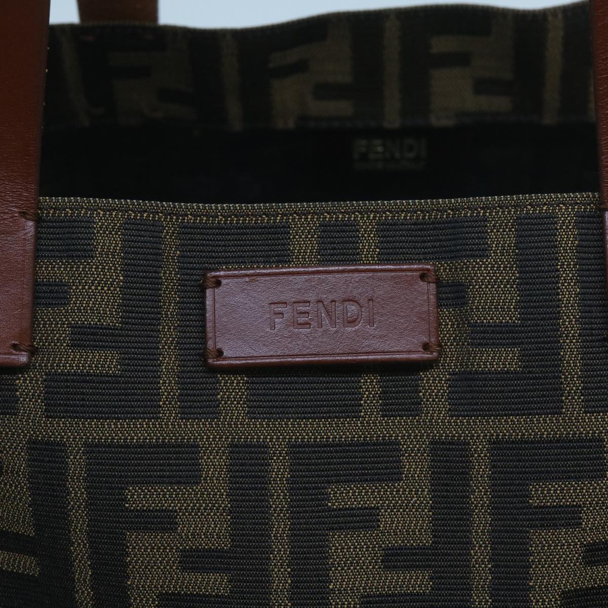 FENDI Zucca Canvas Tote Bag Black Brown Auth yk10891