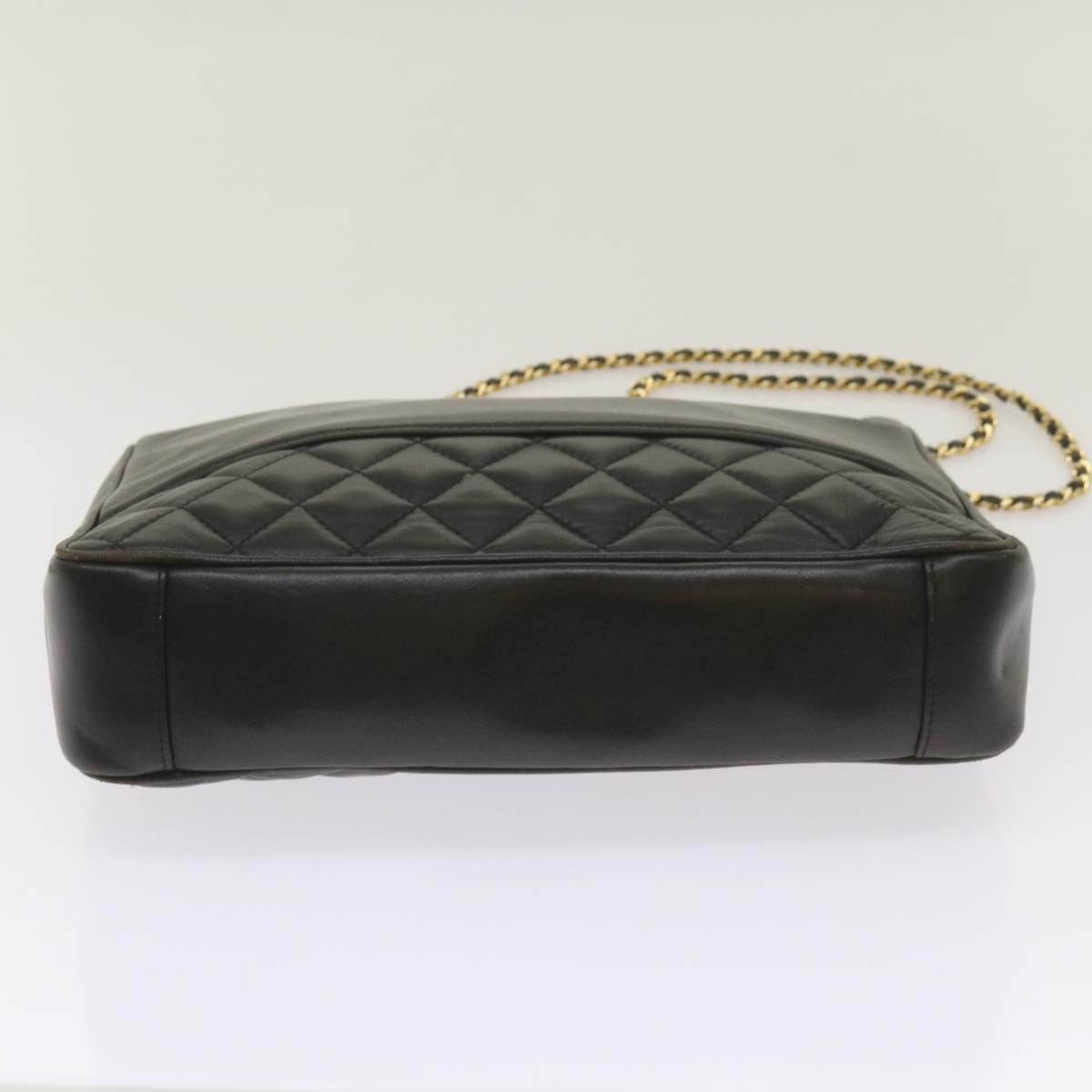 GIVENCHY Quilted Chain Shoulder Bag Leather Black Auth yk10895