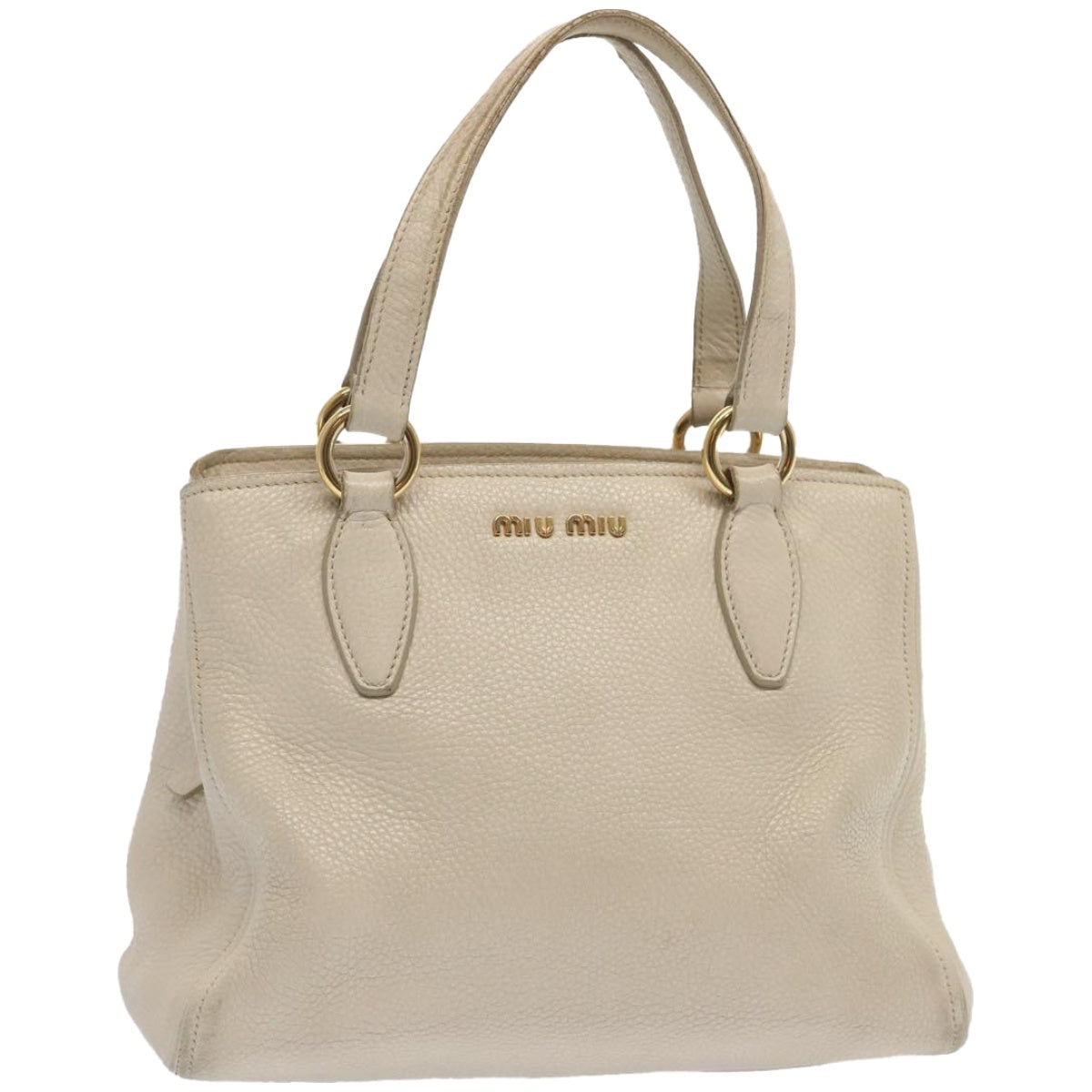 Miu Miu Hand Bag Leather White Auth yk10907