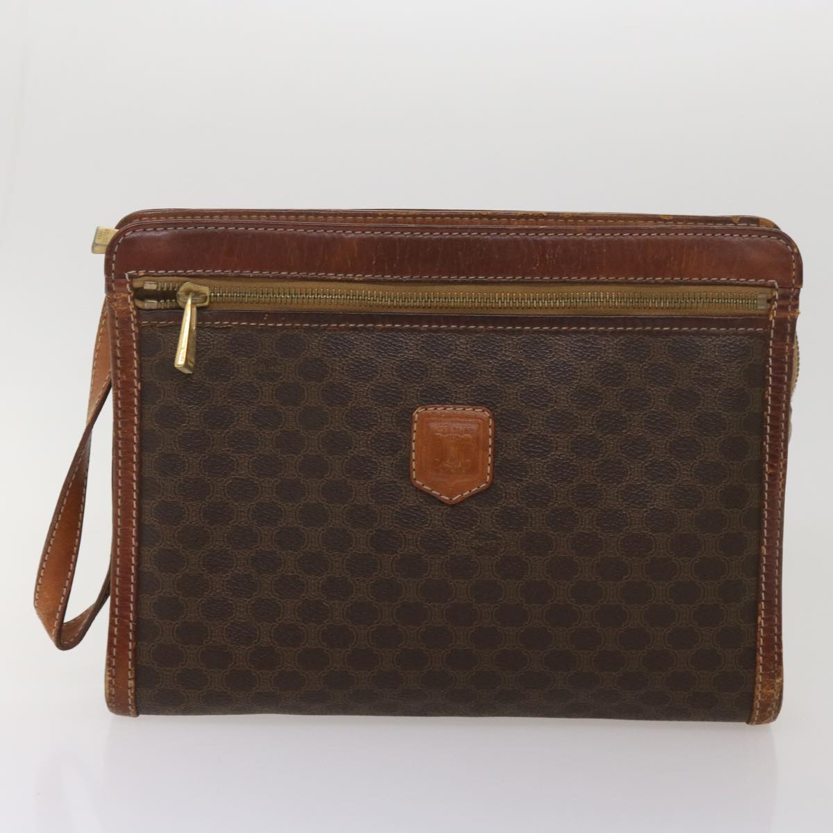 CELINE Macadam Canvas Clutch Bag Shoulder Bag PVC 3Set Brown Beige Auth yk10921 - 0