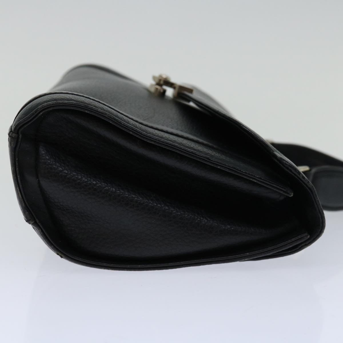 Burberrys Hand Bag Leather Black Auth yk10929