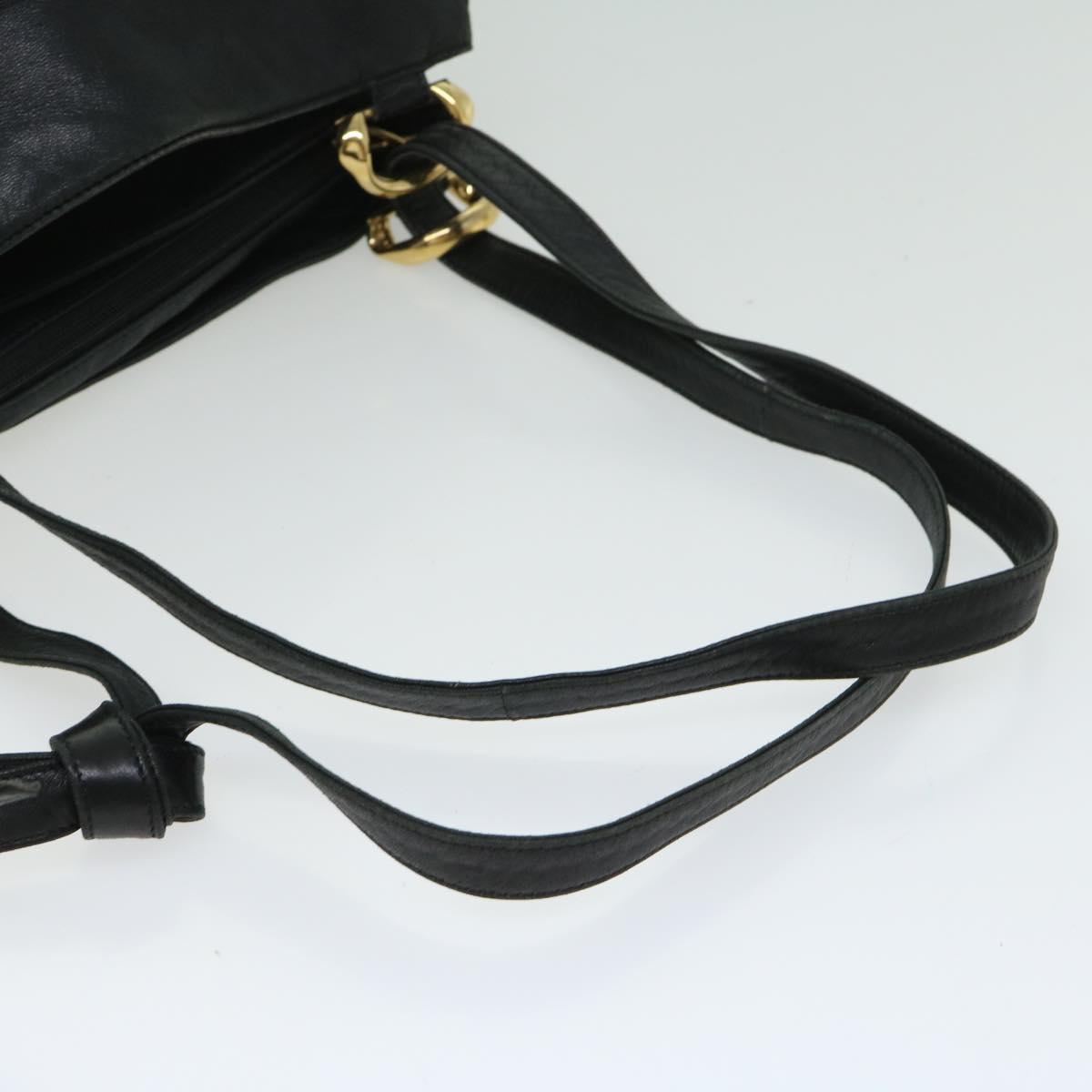 LOEWE Anagram Shoulder Bag Leather Black Auth yk10932
