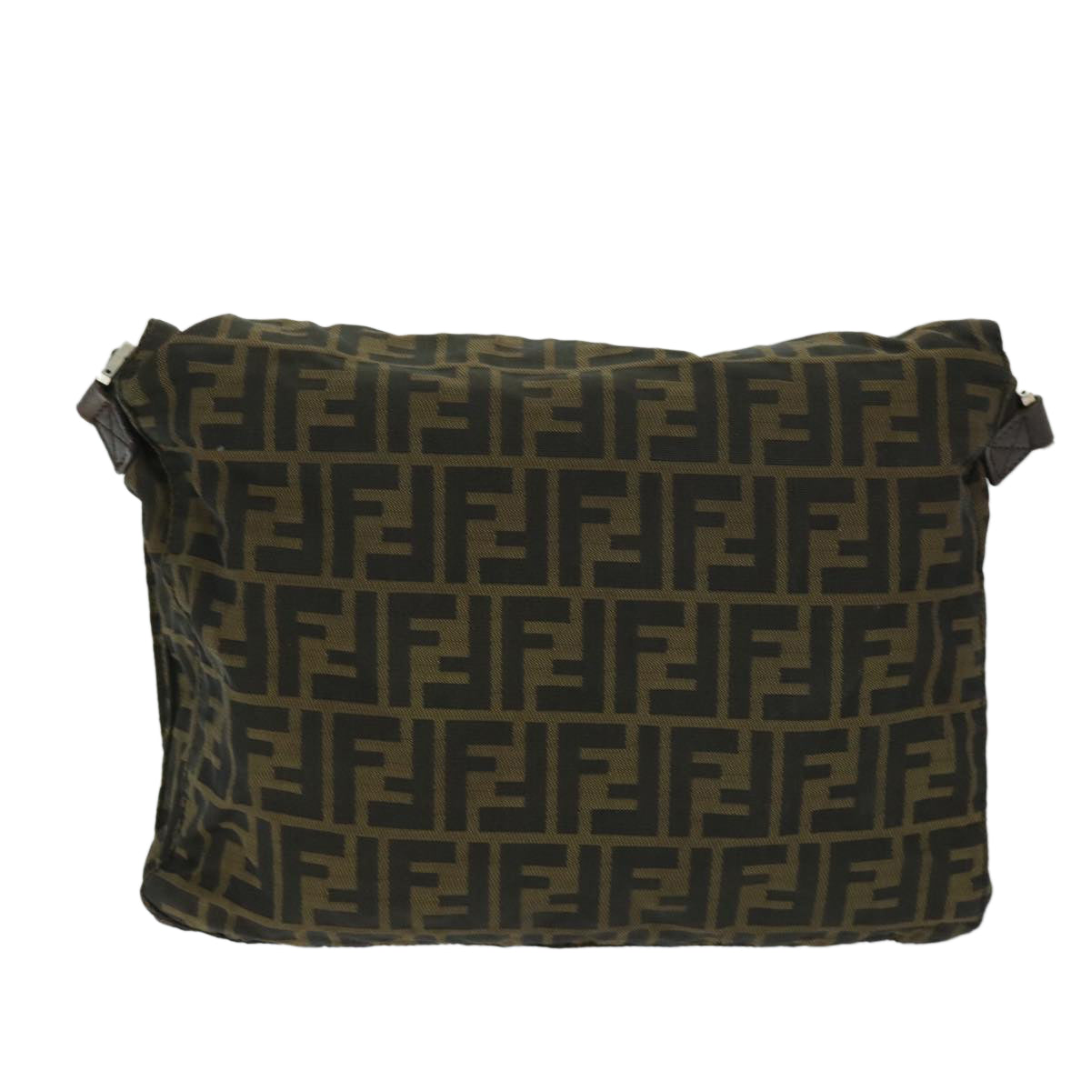 FENDI Zucca Canvas Shoulder Bag Black Brown Auth yk10938 - 0