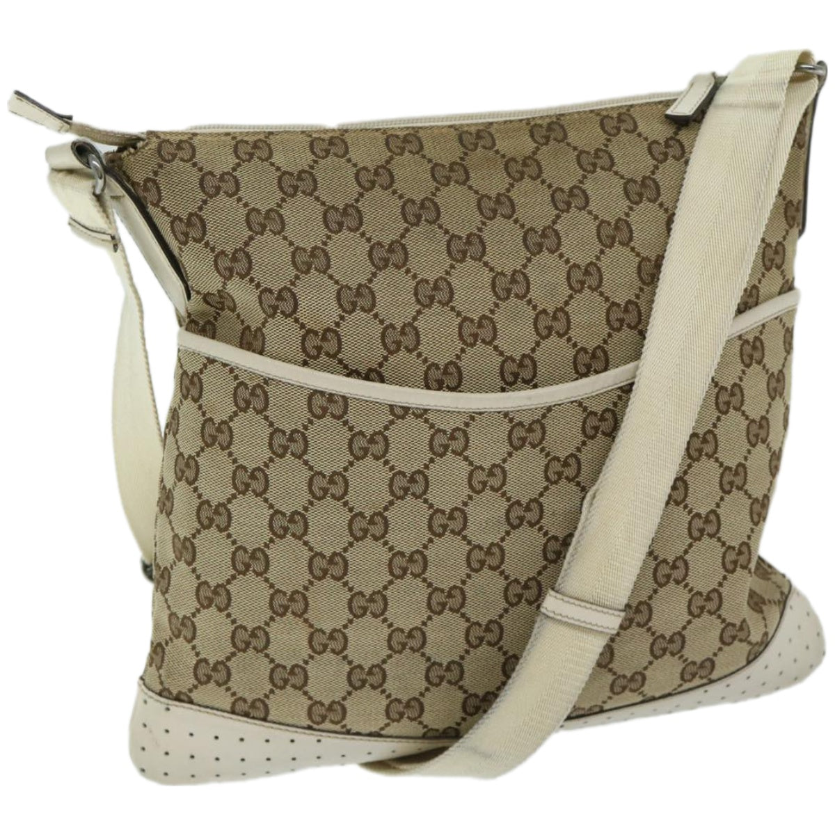 GUCCI GG Canvas Shoulder Bag Beige 145857 Auth yk10945