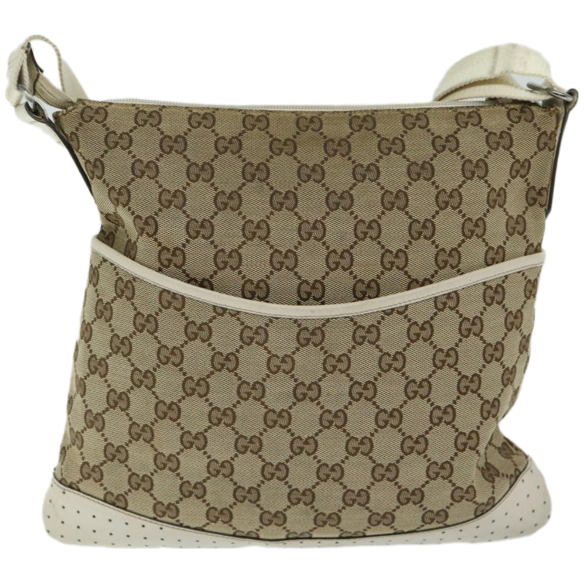 GUCCI GG Canvas Shoulder Bag Beige 145857 Auth yk10945