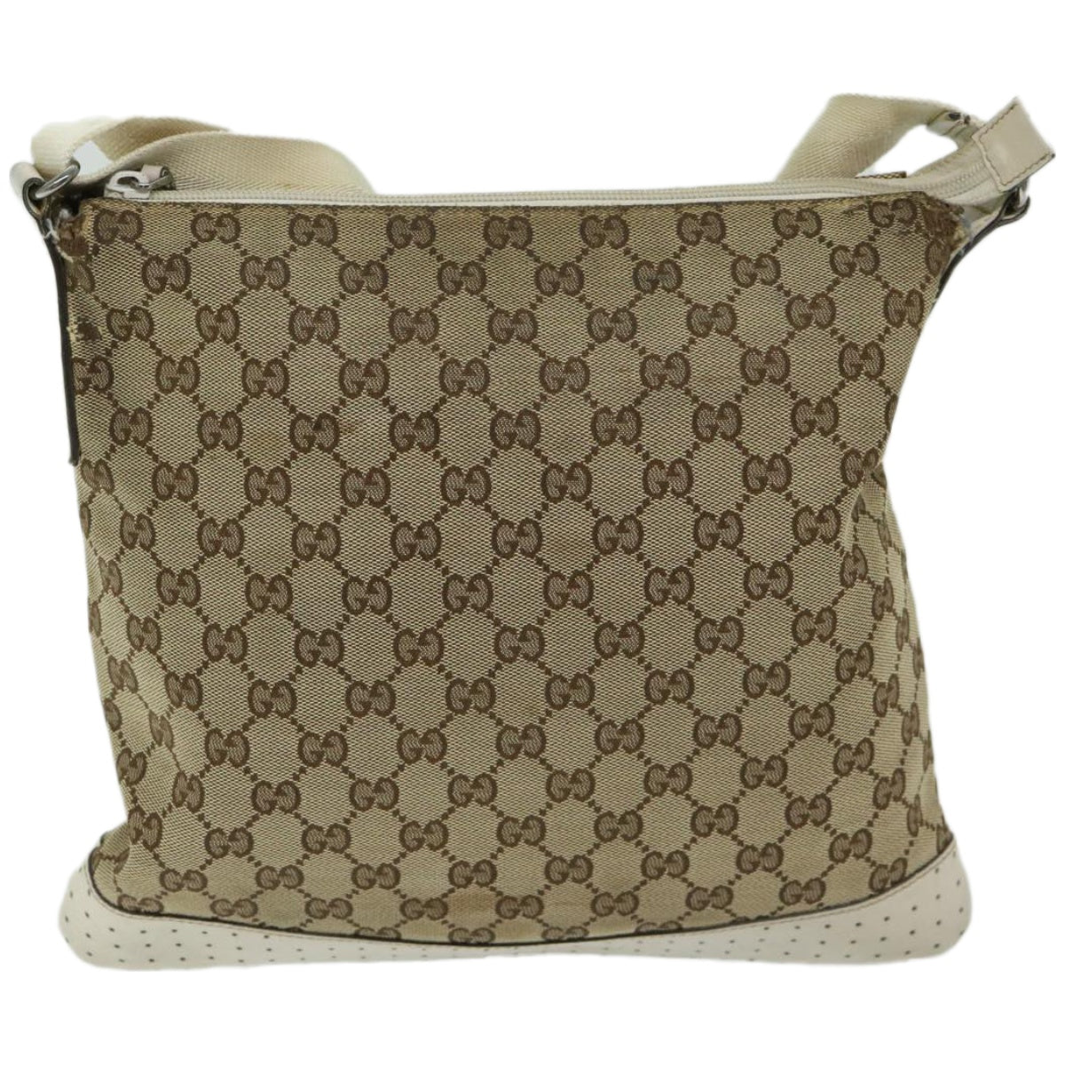 GUCCI GG Canvas Shoulder Bag Beige 145857 Auth yk10945