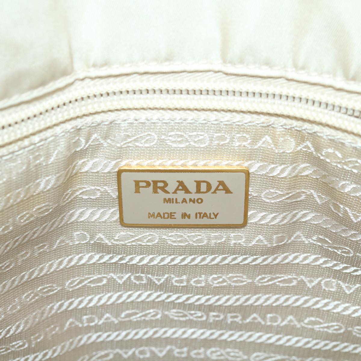 PRADA Chain Shoulder Bag Leather Beige Auth yk10950