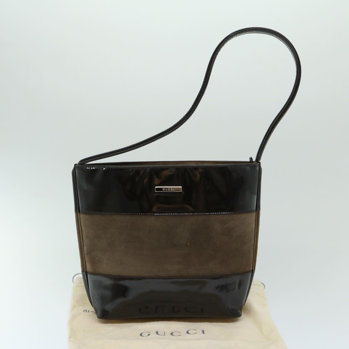 GUCCI Shoulder Bag Patent leather Brown Auth yk10956