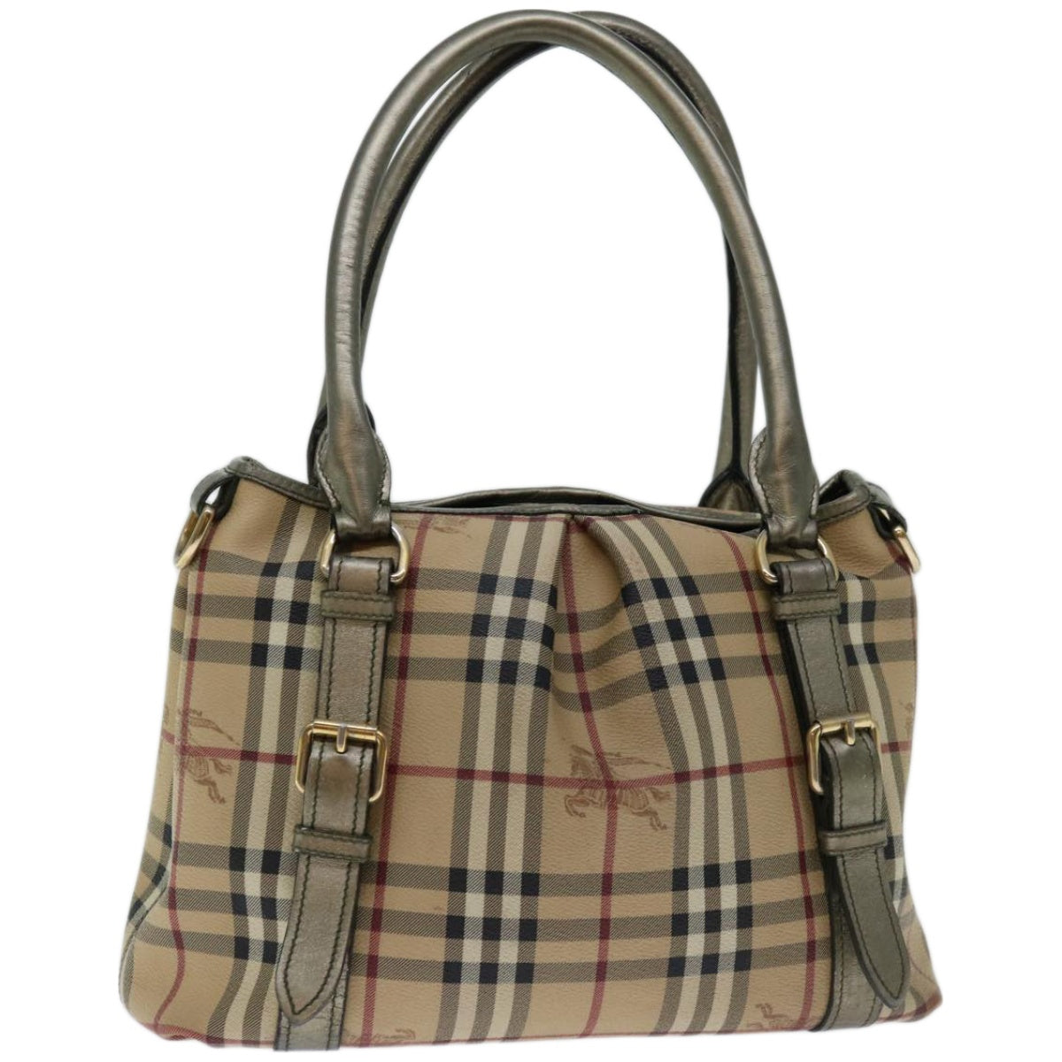 BURBERRY Nova Check Shoulder Bag PVC Leather Beige Auth yk10985