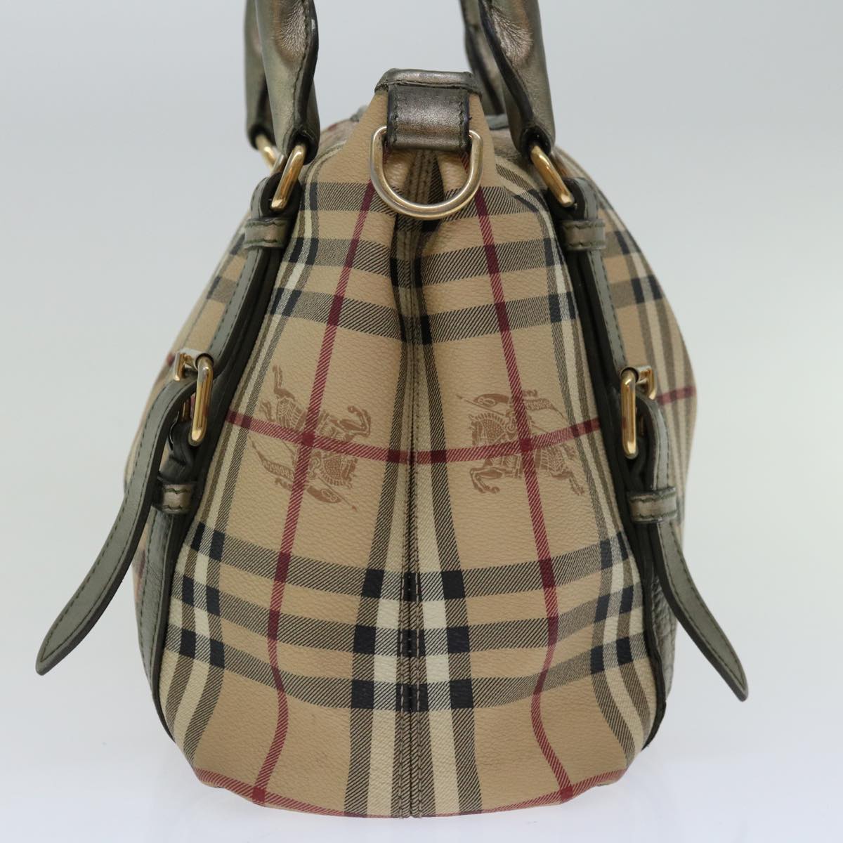 BURBERRY Nova Check Shoulder Bag PVC Leather Beige Auth yk10985