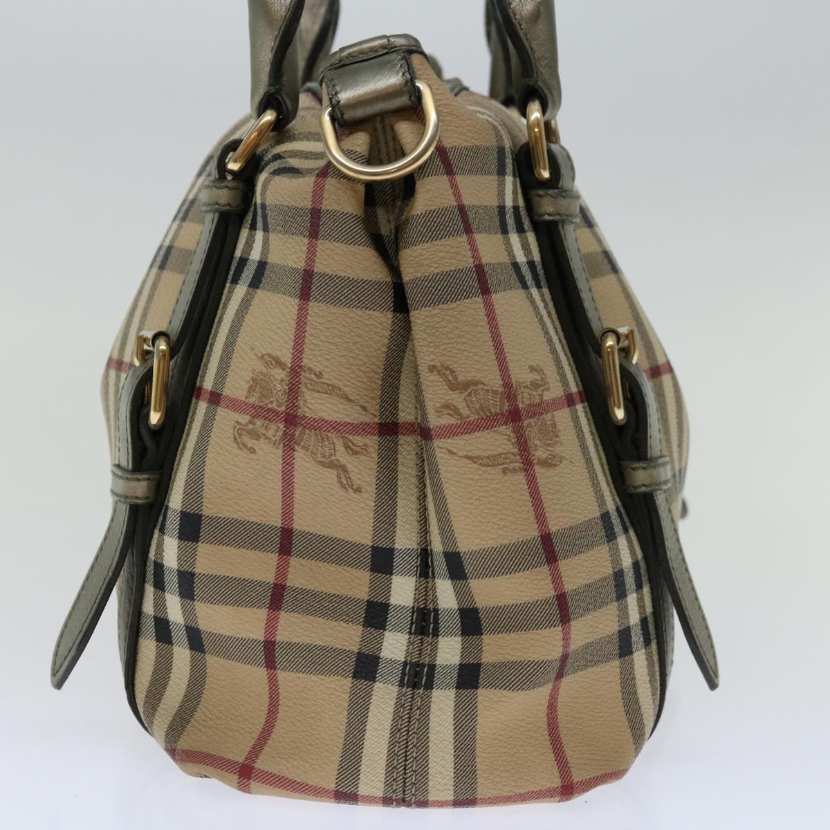 BURBERRY Nova Check Shoulder Bag PVC Leather Beige Auth yk10985