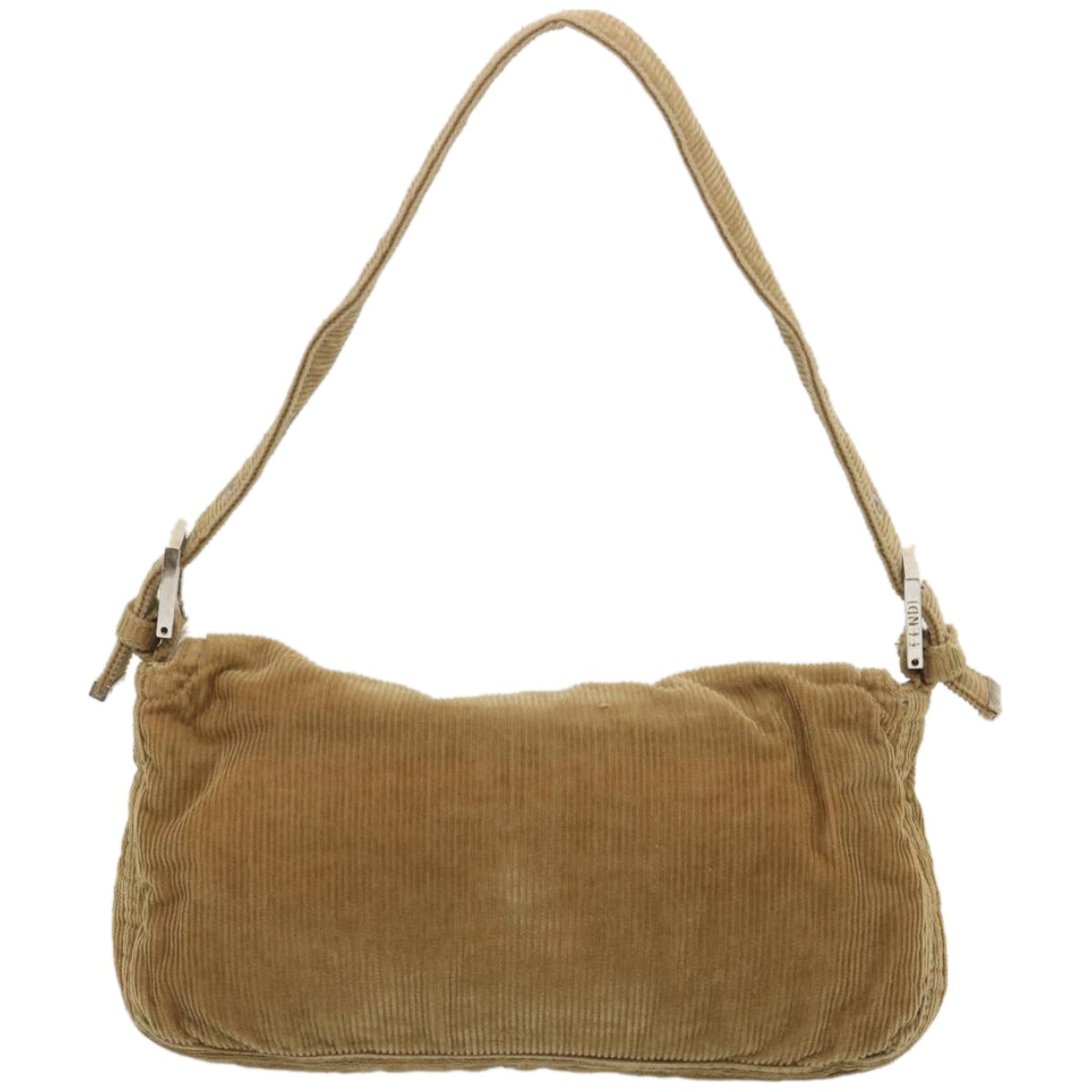 FENDI Mamma Baguette Shoulder Bag Corduroy Brown Auth yk11013 - 0