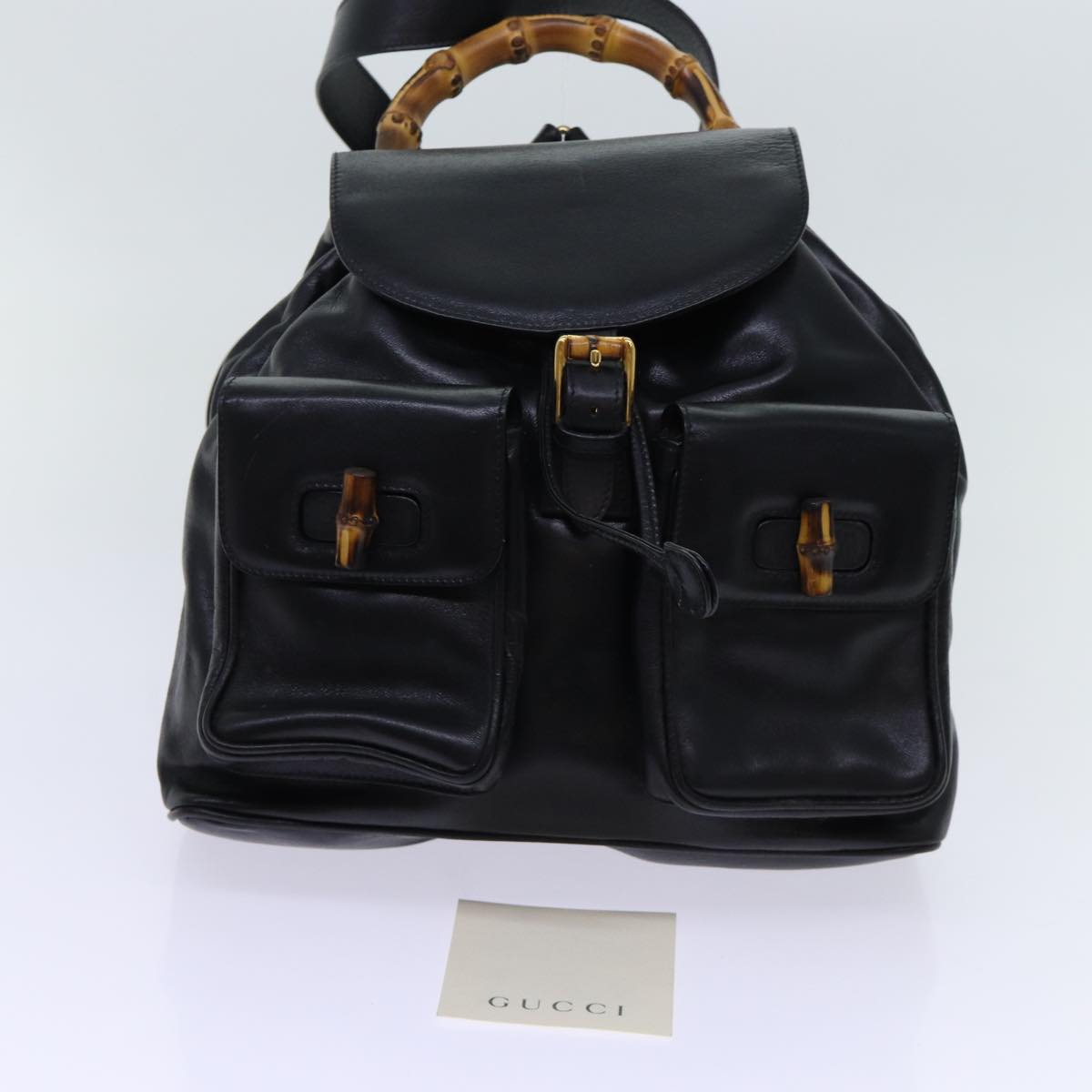 GUCCI Bamboo Backpack Leather Black 003 2058 0016 Auth yk11051