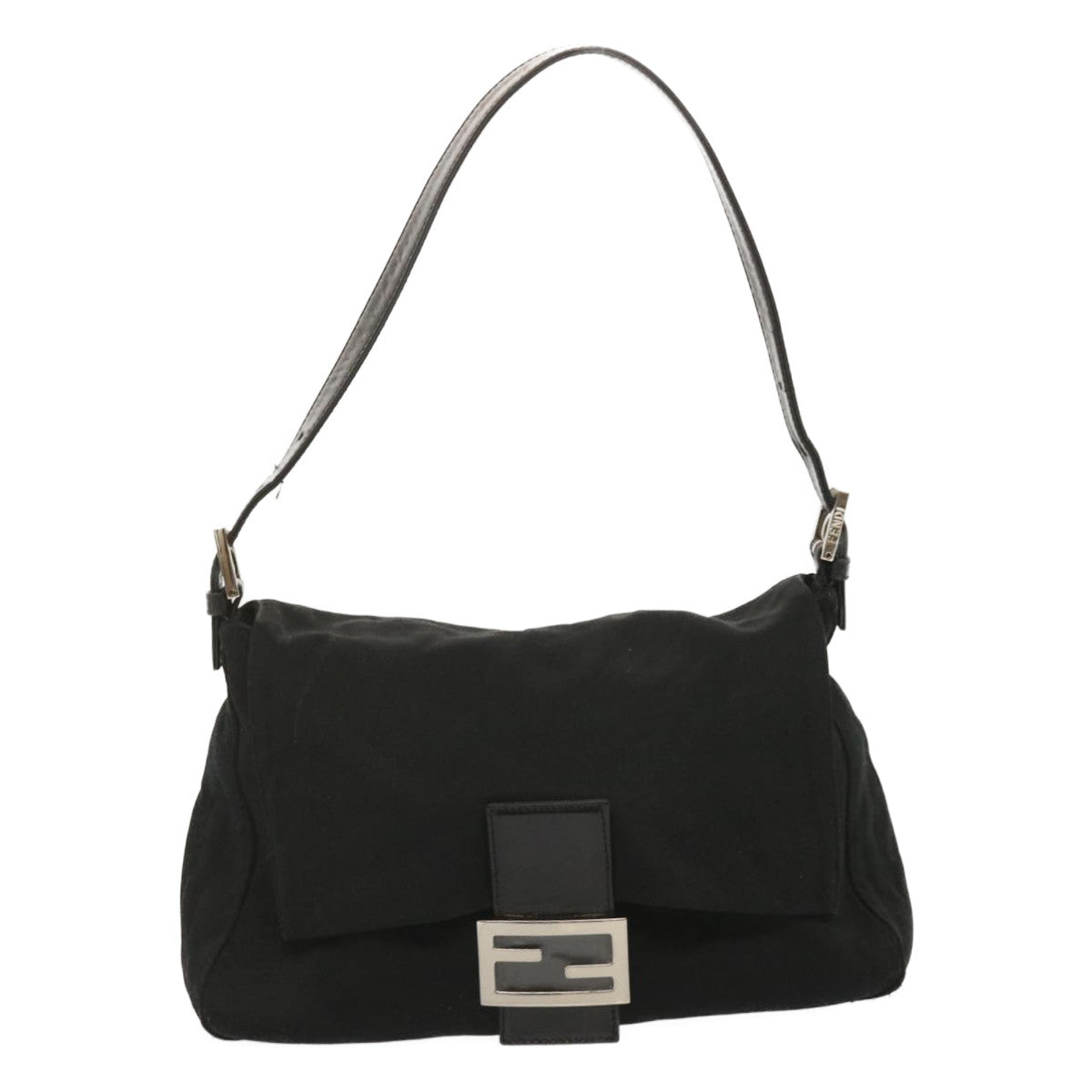 FENDI Mamma Baguette Shoulder Bag Nylon Black Auth yk11070 - 0