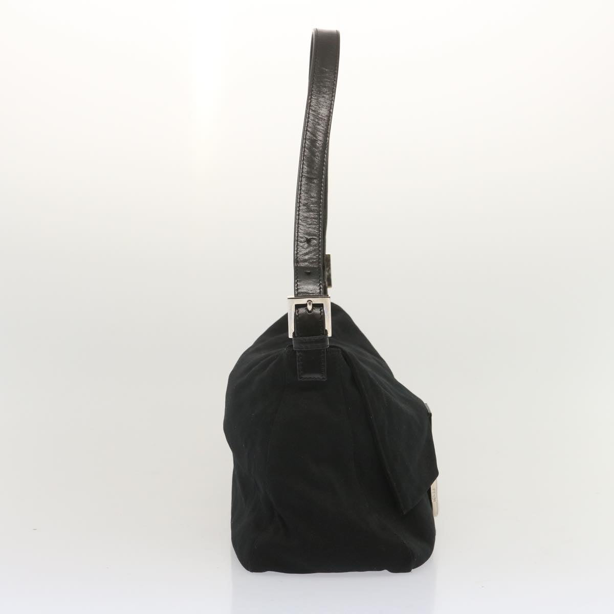 FENDI Mamma Baguette Shoulder Bag Nylon Black Auth yk11070