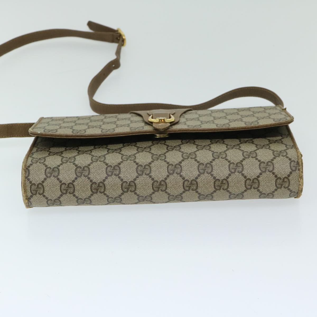 GUCCI GG Supreme Shoulder Bag PVC Beige 904 02 050 Auth yk11071