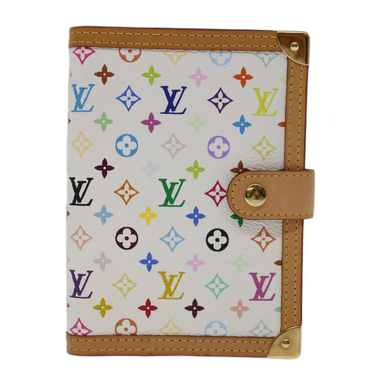 LOUIS VUITTON Multicolor Agenda PM Day Planner Cover White R21074 Auth yk11075A