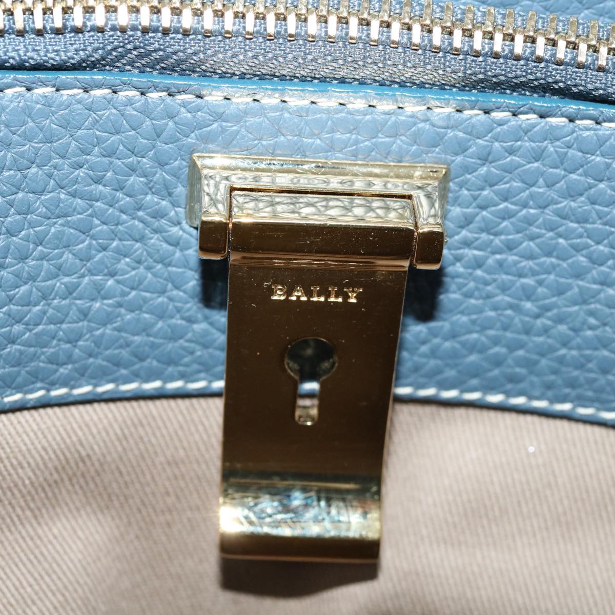 BALLY Hand Bag Leather 2way Blue Auth yk11079