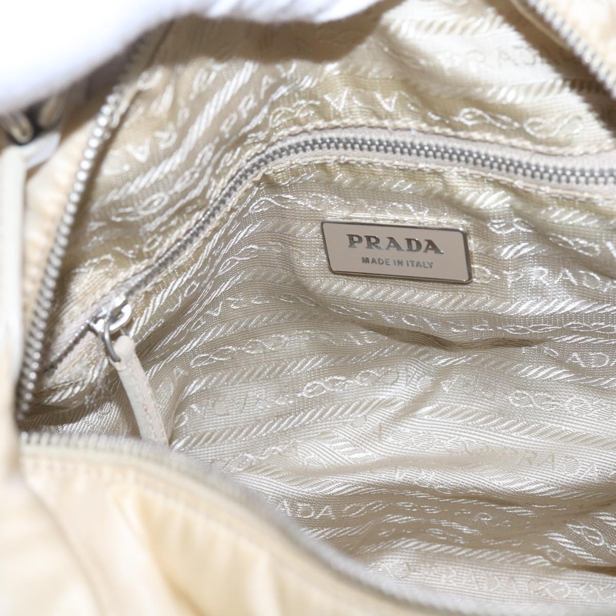 PRADA Shoulder Bag Nylon Beige Auth yk11096