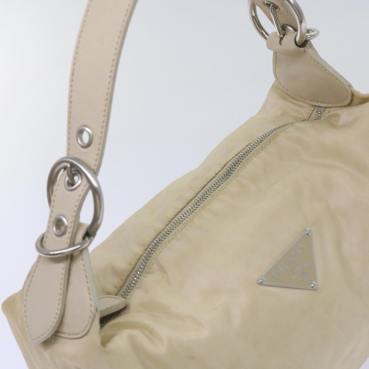 PRADA Shoulder Bag Nylon Beige Auth yk11096