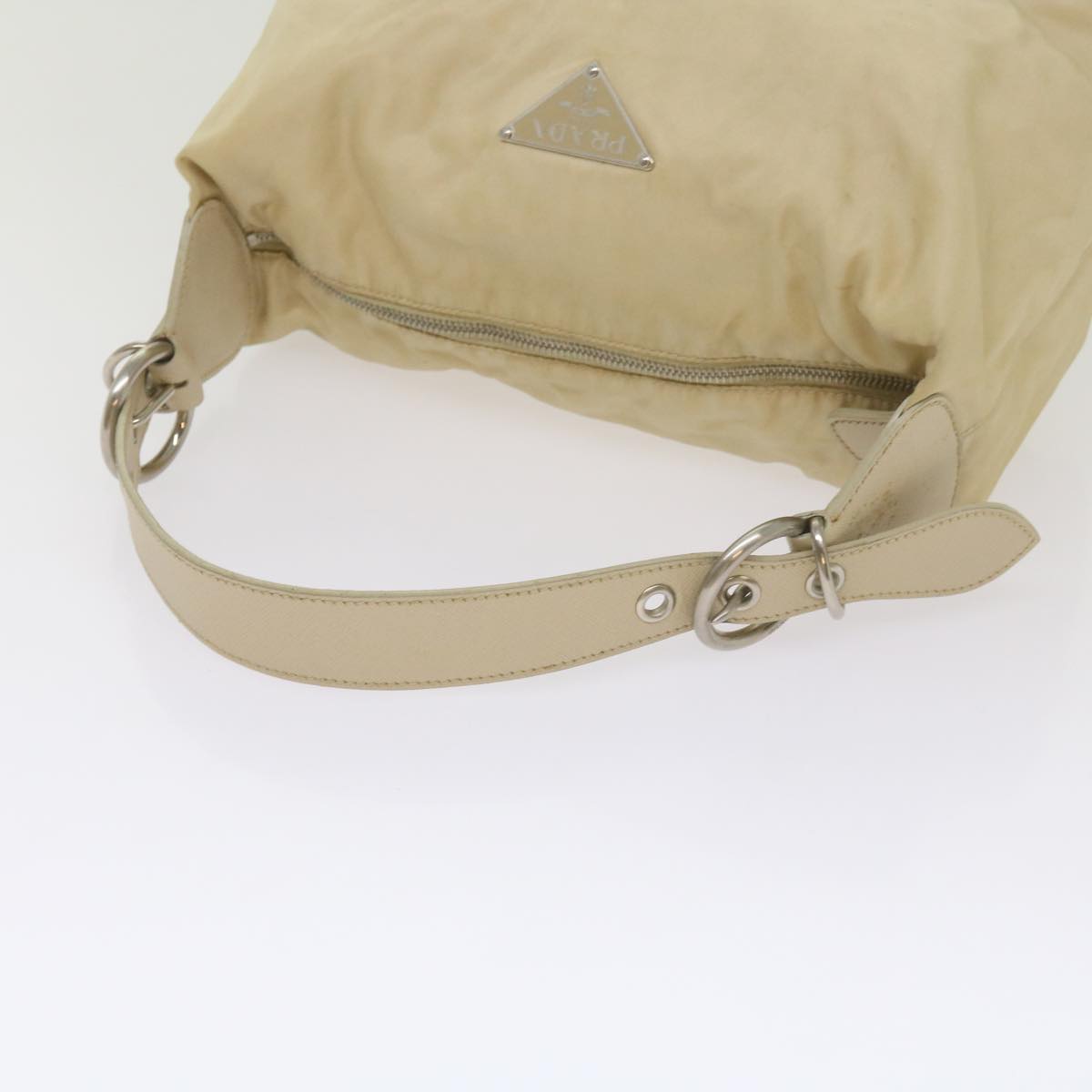 PRADA Shoulder Bag Nylon Beige Auth yk11096