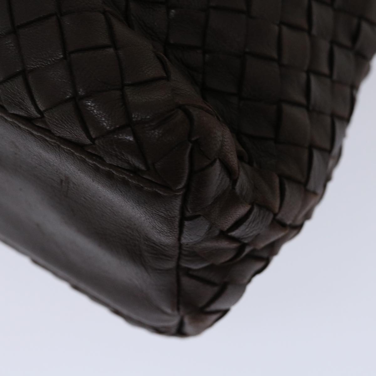 BOTTEGA VENETA INTRECCIATO Chain Shoulder Bag Leather Black Auth yk11105