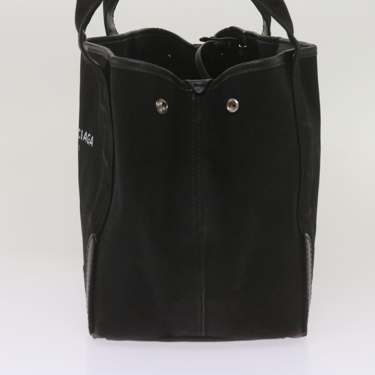 BALENCIAGA Navy Cabas Hand Bag Canvas Black 339936 Auth yk11125