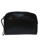 Burberrys Clutch Bag Leather Black Auth yk11126-1