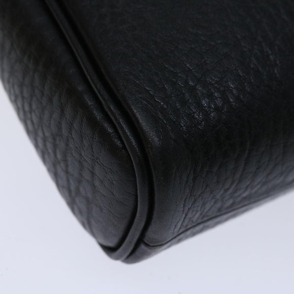 Burberrys Clutch Bag Leather Black Auth yk11126