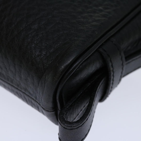 Burberrys Clutch Bag Leather Black Auth yk11126