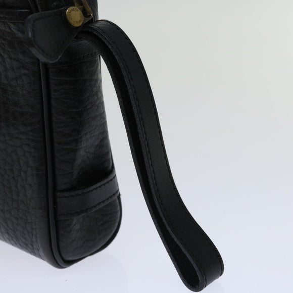 Burberrys Clutch Bag Leather Black Auth yk11126