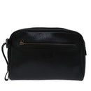 Burberrys Clutch Bag Leather Black Auth yk11126-13