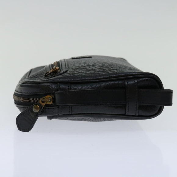 Burberrys Clutch Bag Leather Black Auth yk11126