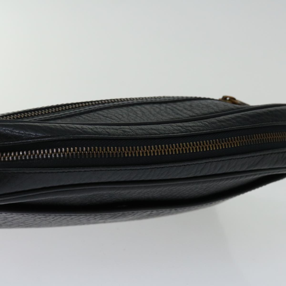 Burberrys Clutch Bag Leather Black Auth yk11126