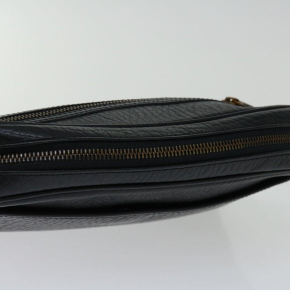 Burberrys Clutch Bag Leather Black Auth yk11126