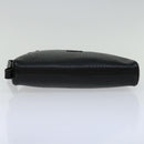 Burberrys Clutch Bag Leather Black Auth yk11126-6